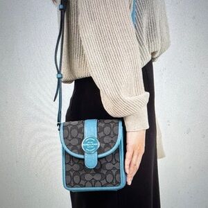 Coach C8321 North/South Lonnie Crossbody In Signature Jacquard Pacific Blue